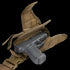 A black handgun is secured inside a Condor Tornado Tactical Leg Holster in tan, with the flap open and attached to a matching belt.